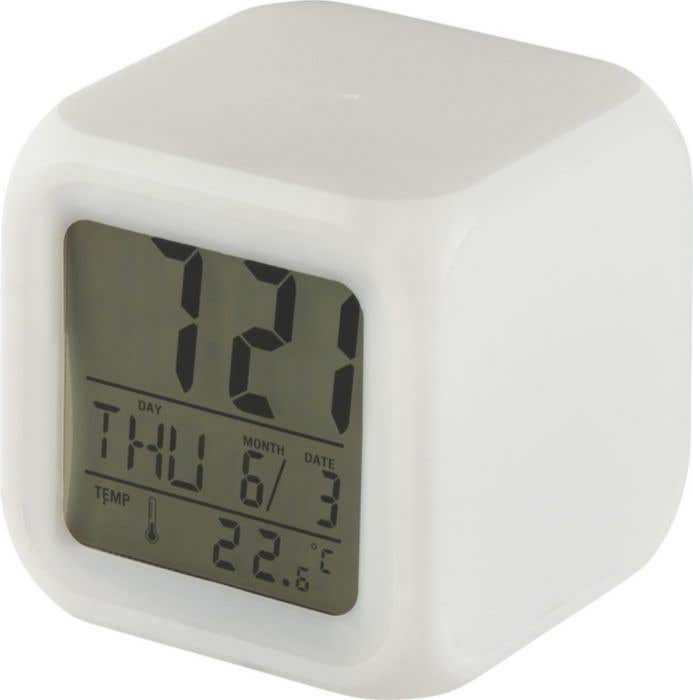 Alarm clock Leona | Plastic | Color-changing | Cube