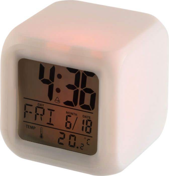 Alarm clock Leona | Plastic | Color-changing | Cube