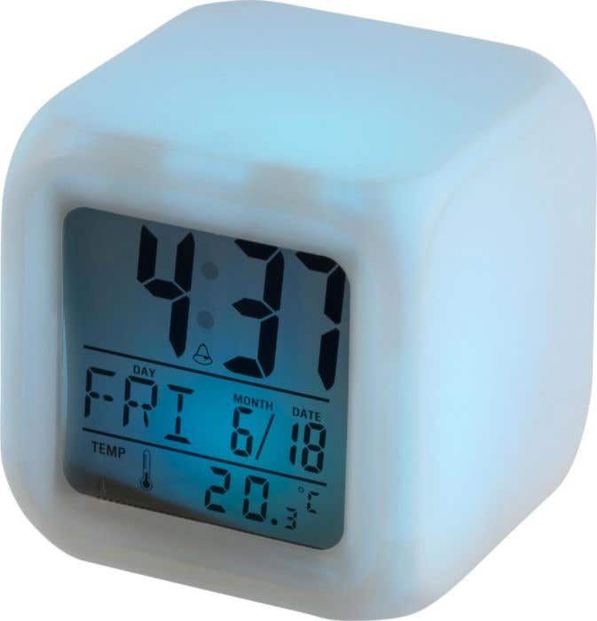 Alarm clock Leona | Plastic | Color-changing | Cube