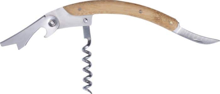 Stainless steel and bamboo wine set Leonie