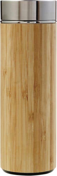 Drinking bottle Yara | Stainless steel and bamboo | 420 ml | Tea infuser