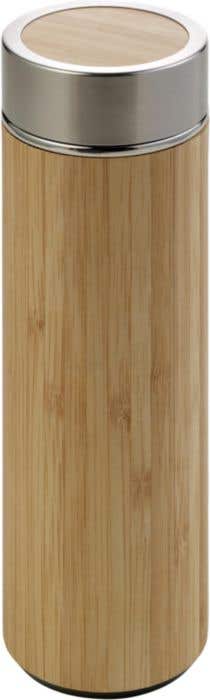 Drinking bottle Yara | Stainless steel and bamboo | 420 ml | Tea infuser