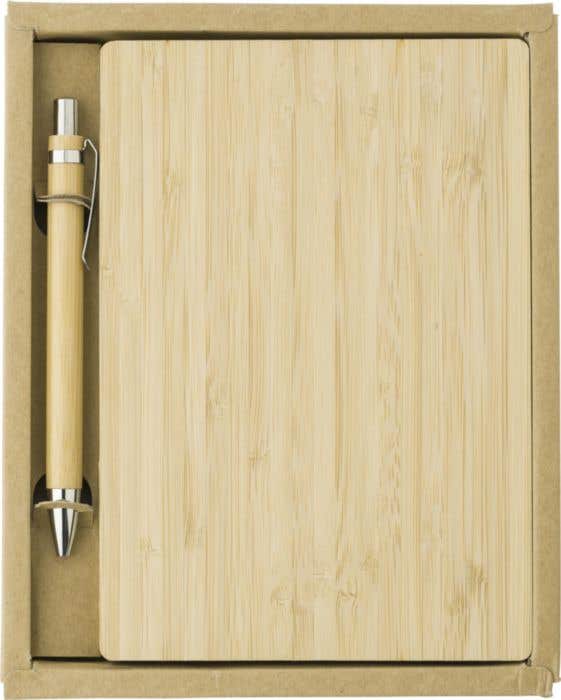 Bamboe cover notitieboek met pen Jo