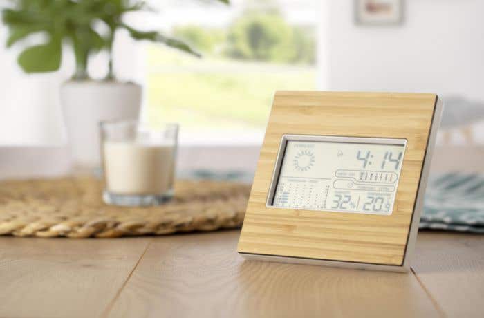 Stazione meteorologica in bamboo, ABS e vetro Lia