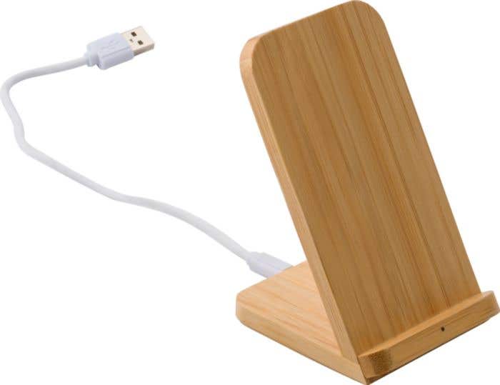 Draadloze oplader Claudie | Bamboe | Telefoonstandaard