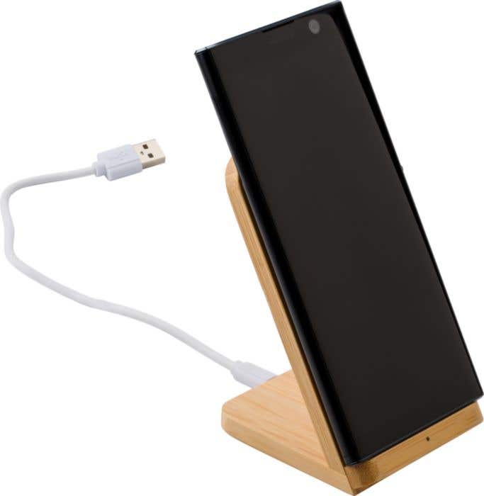 Draadloze oplader Claudie | Bamboe | Telefoonstandaard