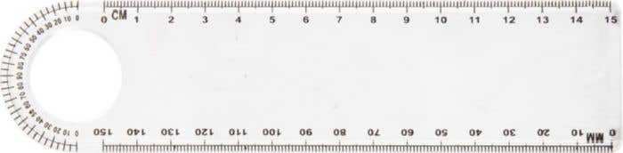 Ruler Ashlyn | Plastic | Transparent | With protractor and magnifier