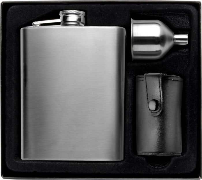 Heupflaconset Brittany | Rvs 304 | 220 ml | 4 bekers